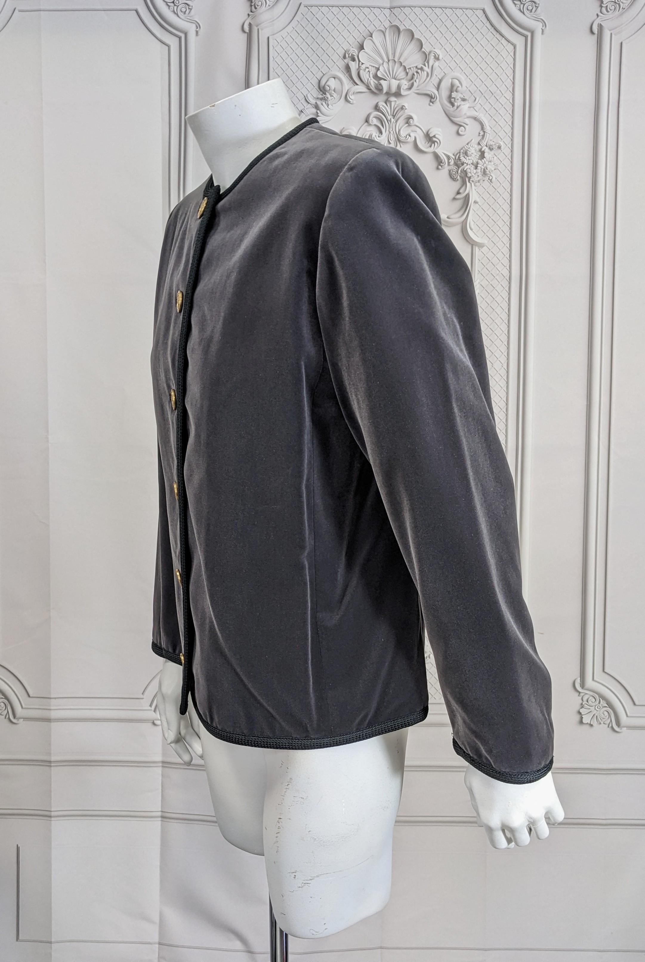 Yves Saint Laurent Gray Velvet Jacket For Sale 1