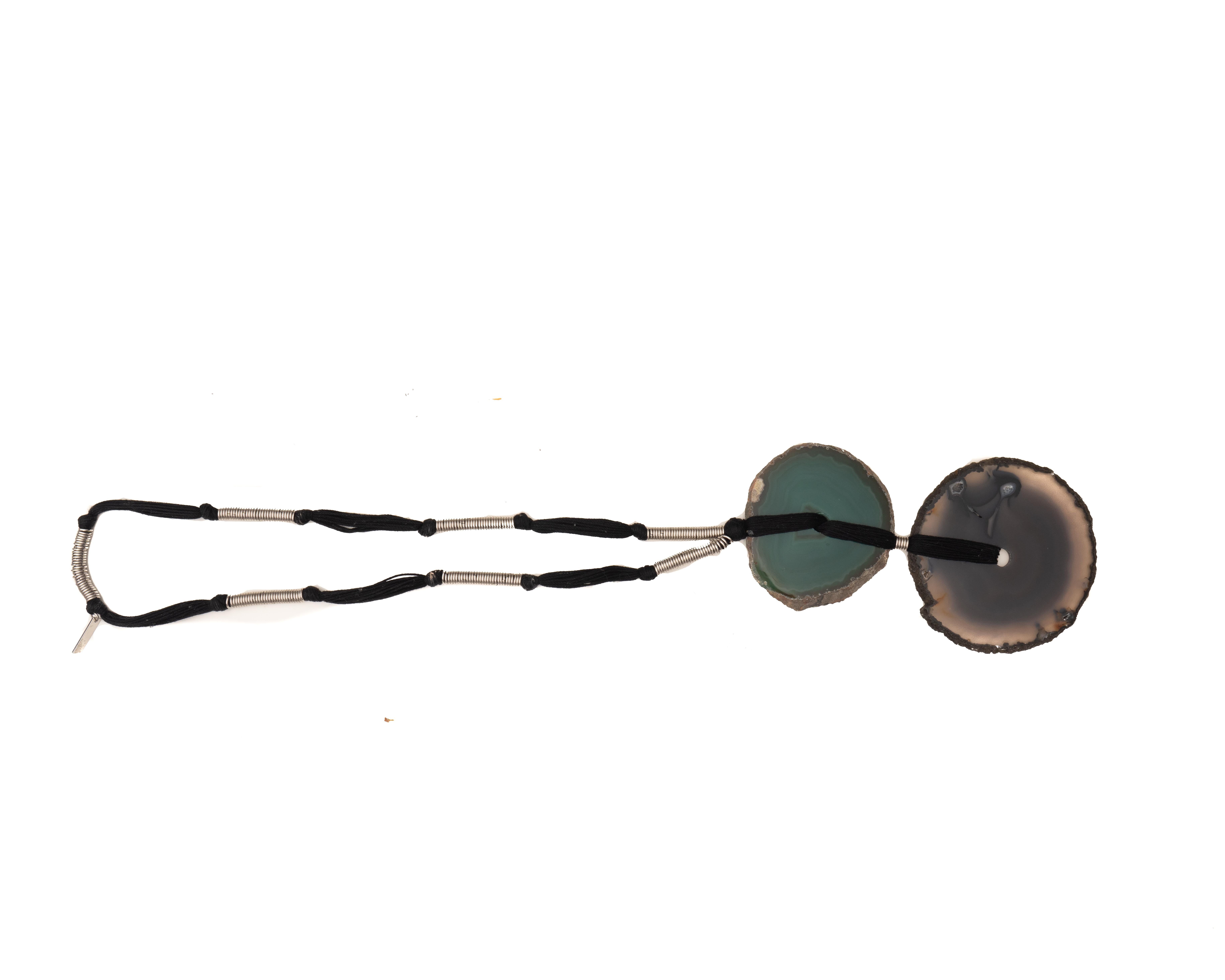 Yves Saint Laurent Halskette aus grünem und braunem Achat Damen