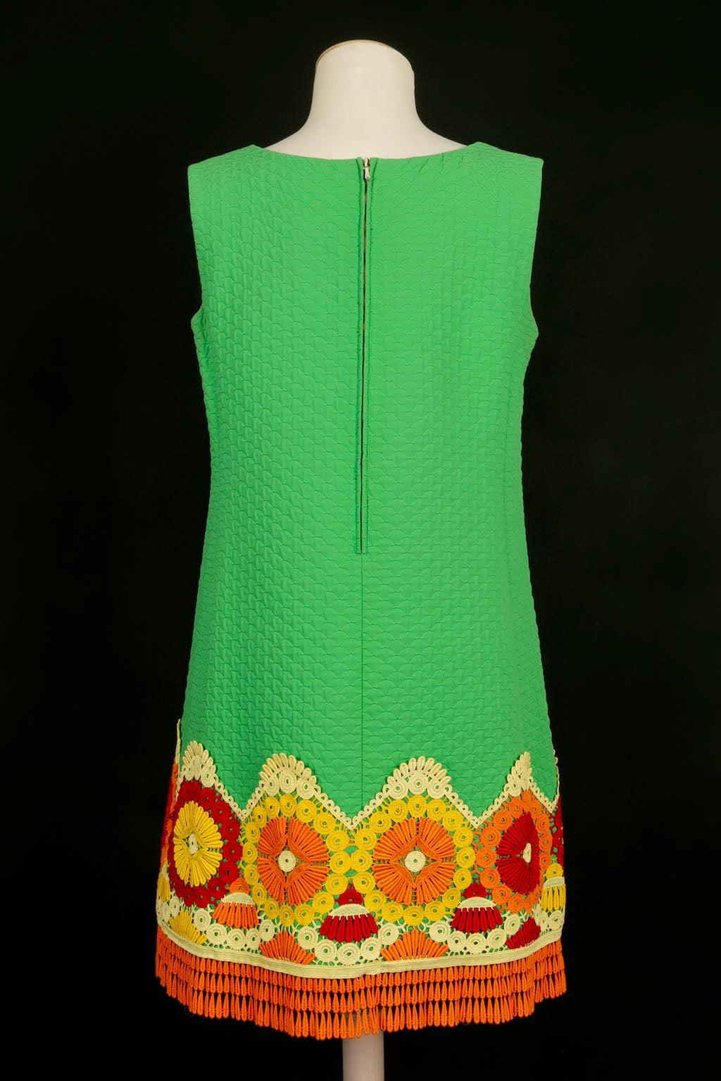 Yves Saint Laurent Green Cotton Trapeze Dress In Good Condition For Sale In SAINT-OUEN-SUR-SEINE, FR