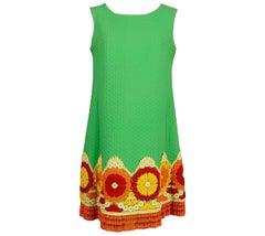 Yves Saint Laurent Grünes Trapezkleid aus Baumwolle