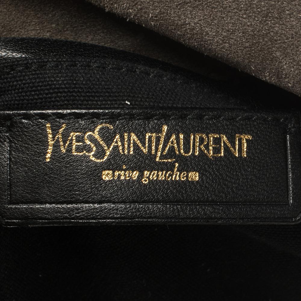 Yves Saint Laurent Green Croc Embossed Suede Besace Shoulder Bag 4