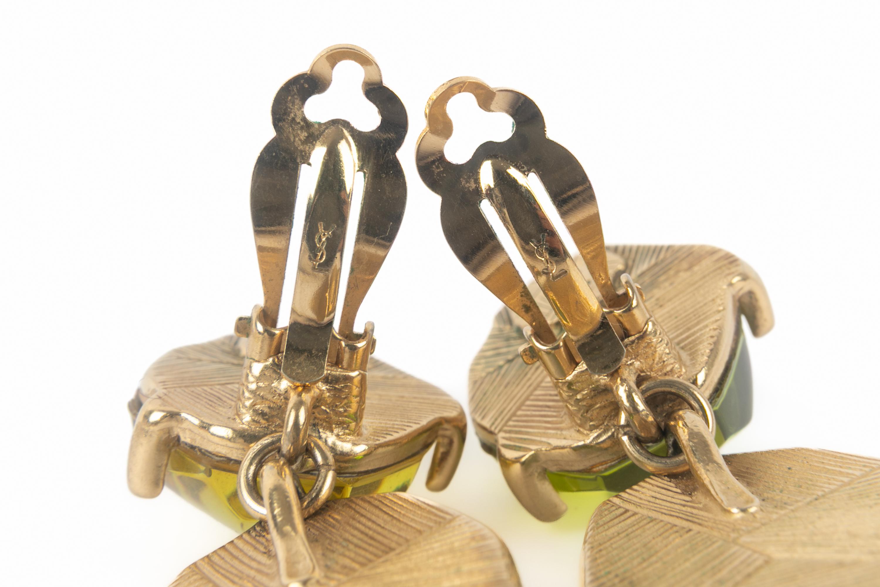 Boucles d'oreilles vertes Yves Saint Laurent en vente 3