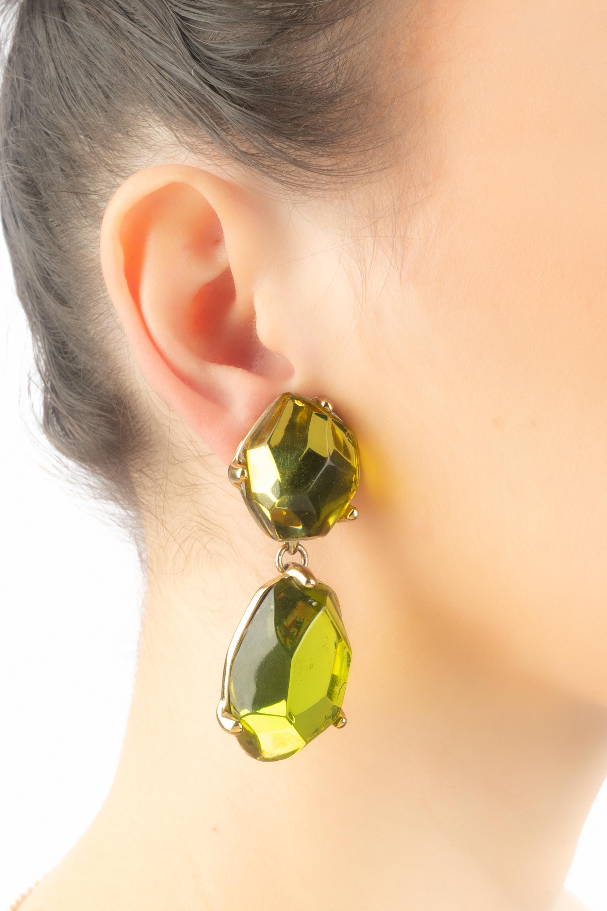 Boucles d'oreilles vertes Yves Saint Laurent en vente 5