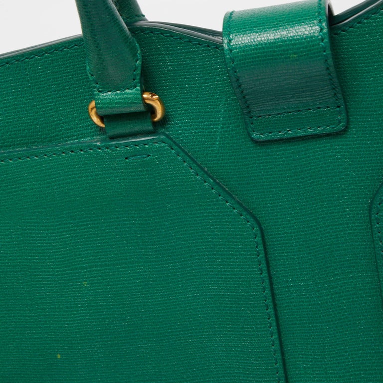 Yves Saint Laurent Green Leather Medium Cabas Chyc Tote For Sale at 1stDibs