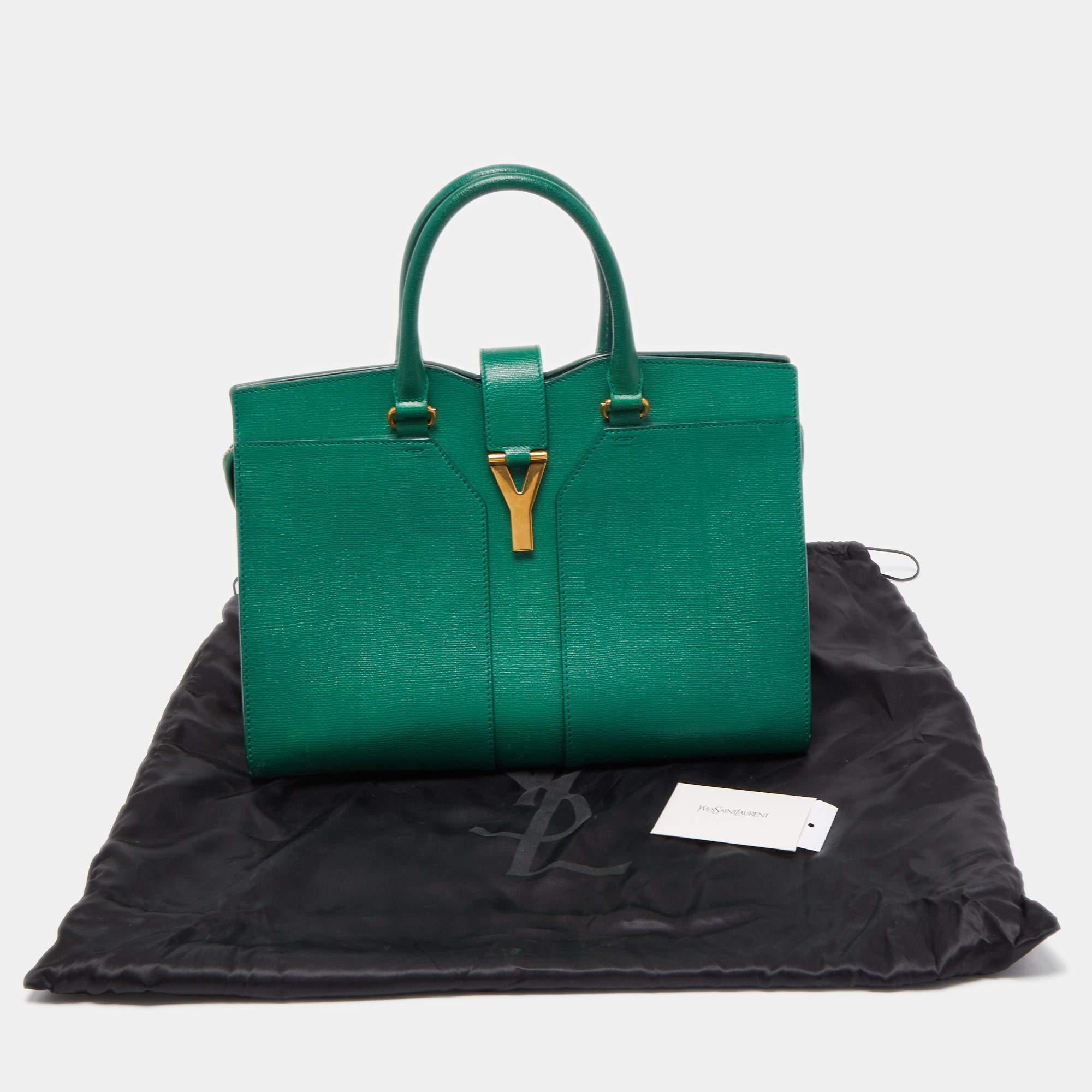 Yves Saint Laurent Green Leather Medium Cabas Chyc Tote 16