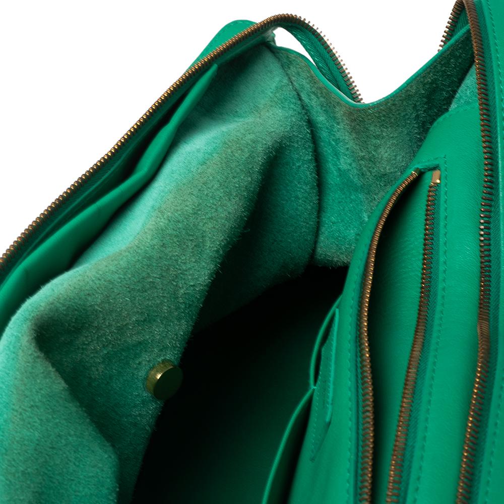 Women's Yves Saint Laurent Green Leather Medium Cabas Y-Ligne Tote