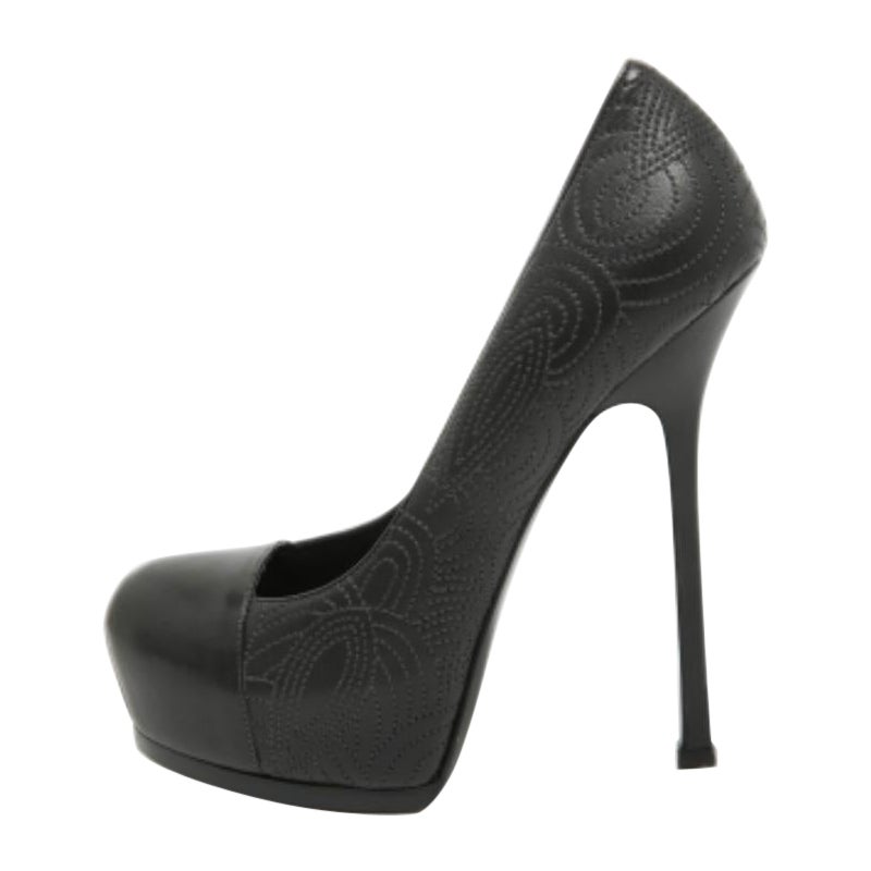 Escarpins Yves Saint Laurent Tribtoo en cuir vert, taille 40