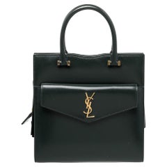 Yves Saint Laurent Green Leather Uptown Tote
