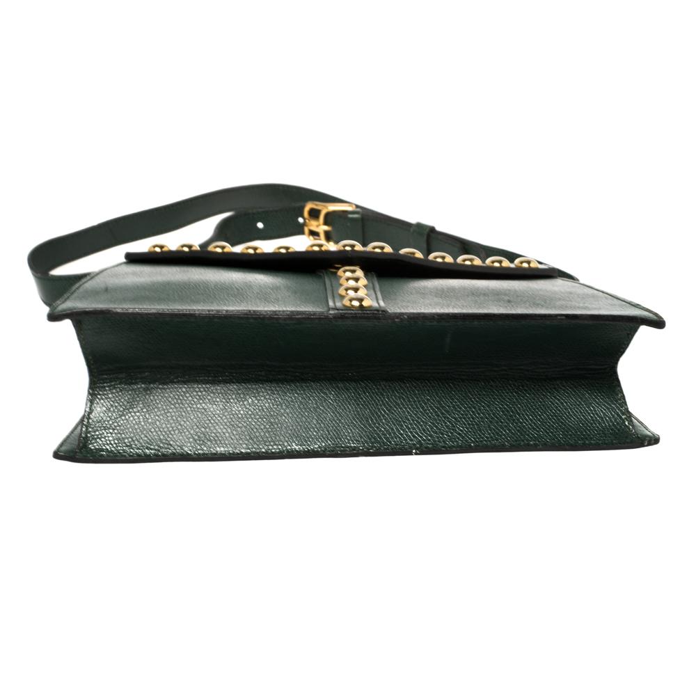 Yves Saint Laurent Grüne Leder Y Nieten Klappe Umhängetasche 5