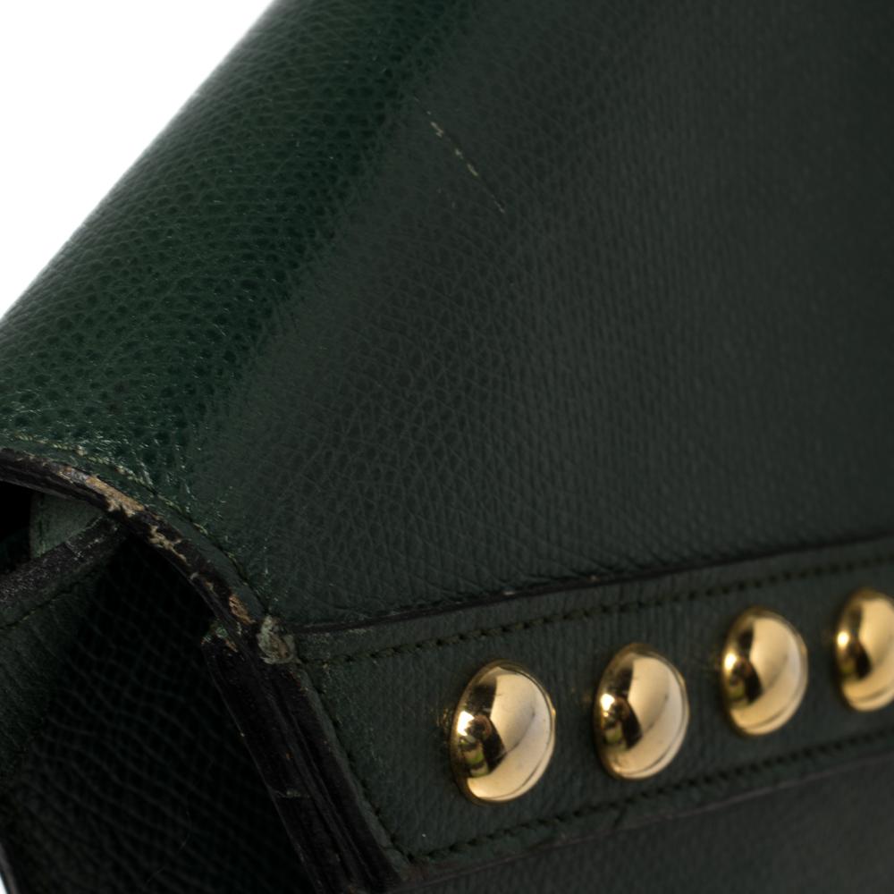 Yves Saint Laurent Grüne Leder Y Nieten Klappe Umhängetasche 6