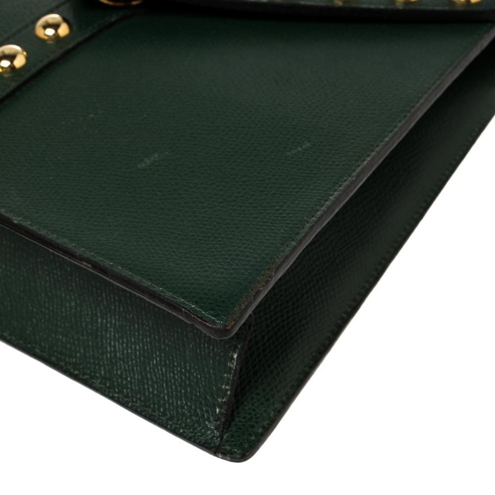 Yves Saint Laurent Grüne Leder Y Nieten Klappe Umhängetasche 7