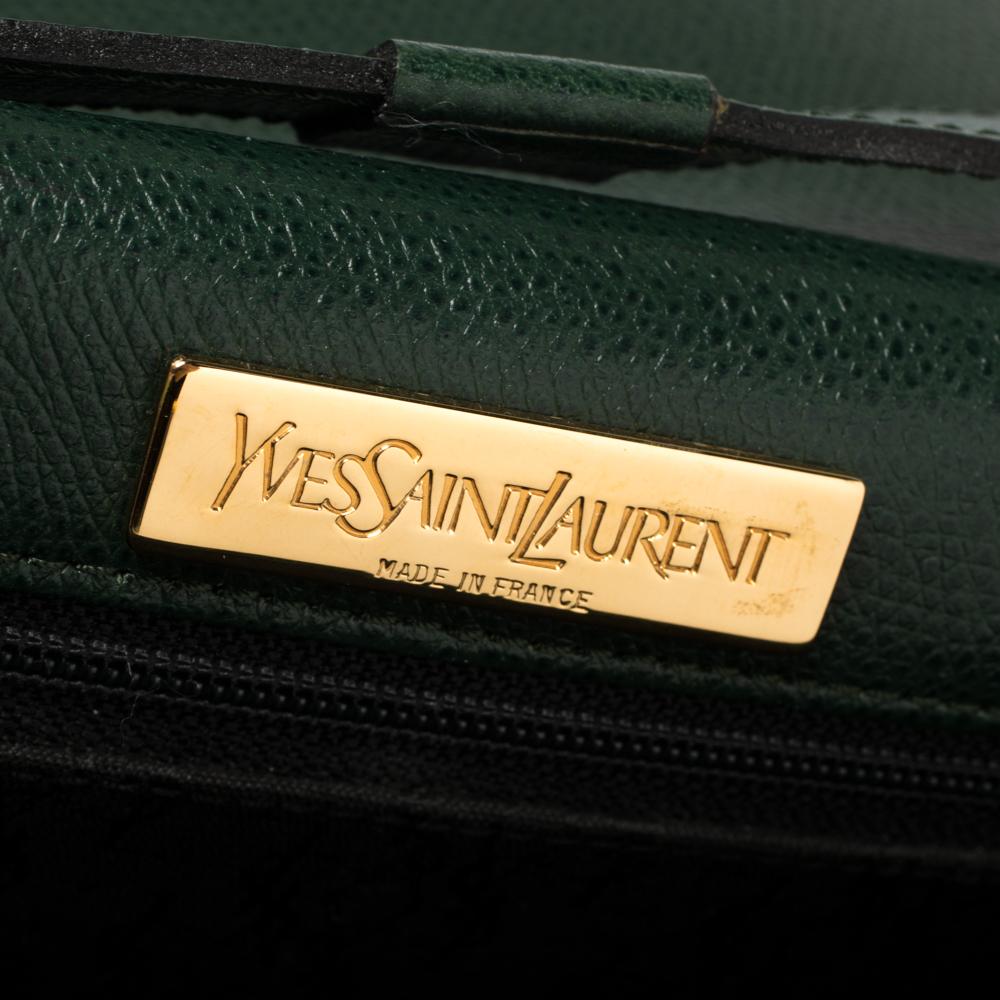 Yves Saint Laurent Grüne Leder Y Nieten Klappe Umhängetasche 2