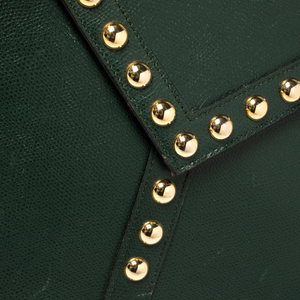 Yves Saint Laurent Grüne Leder Y Nieten Klappe Umhängetasche 3