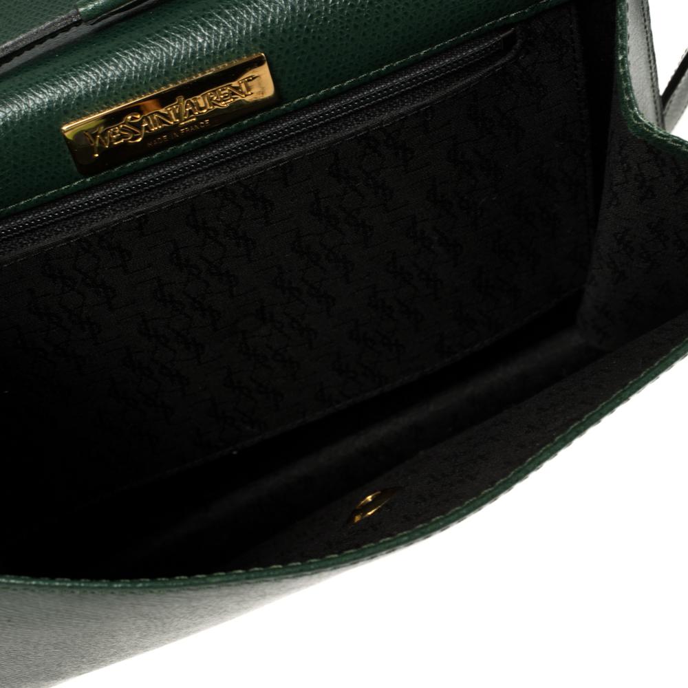 Yves Saint Laurent Grüne Leder Y Nieten Klappe Umhängetasche 4