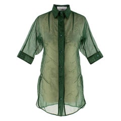 Yves Saint Laurent Green Organza Sheer Blouse - Size XS/S