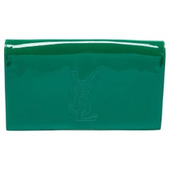 Yves Saint Laurent Green Patent Leather Belle De Jour Clutch
