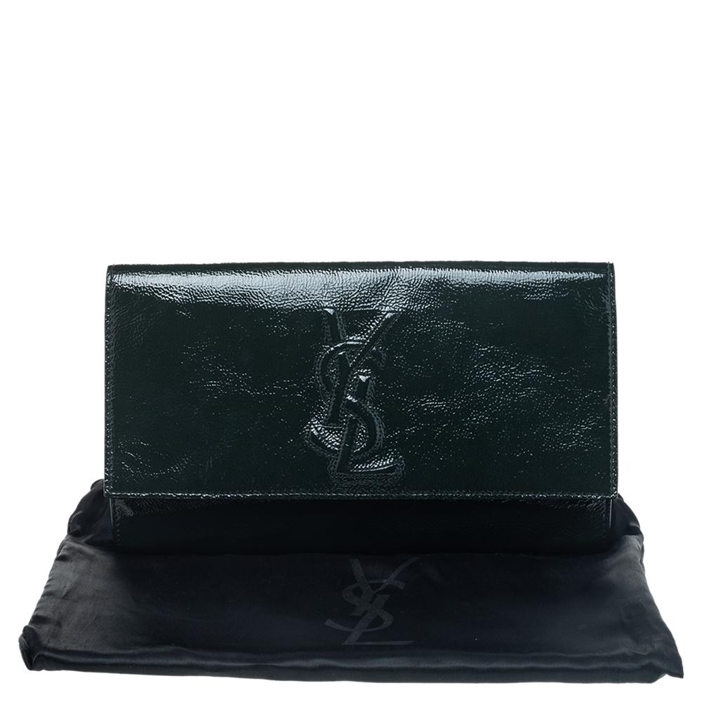Yves Saint Laurent Green Patent Leather Belle De Jour Flap Clutch 8
