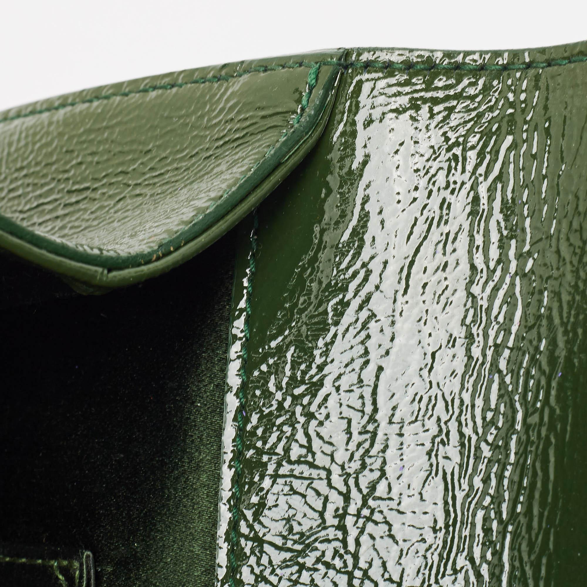 Yves Saint Laurent Green Patent Leather Belle De Jour Flap Clutch 4
