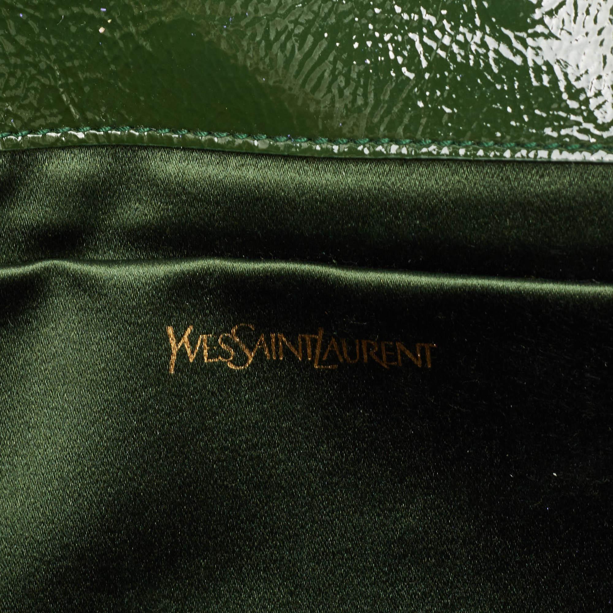 Yves Saint Laurent Green Patent Leather Belle De Jour Flap Clutch 5