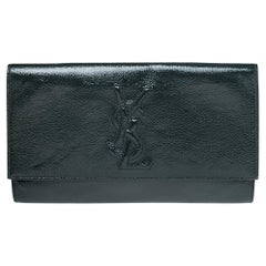 Yves Saint Laurent Green Patent Leather Belle De Jour Flap Clutch