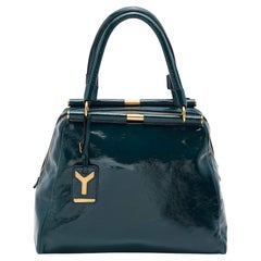 Yves Saint Laurent - Sac à main Majorelle en cuir verni vert de taille moyenne