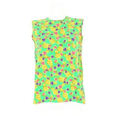 Yves Saint Laurent Green Pattern Sleeveless Top