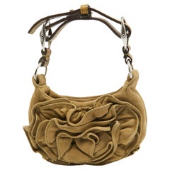 Yves Saint Laurent Green Suede Mini Nadja Petal Hobo