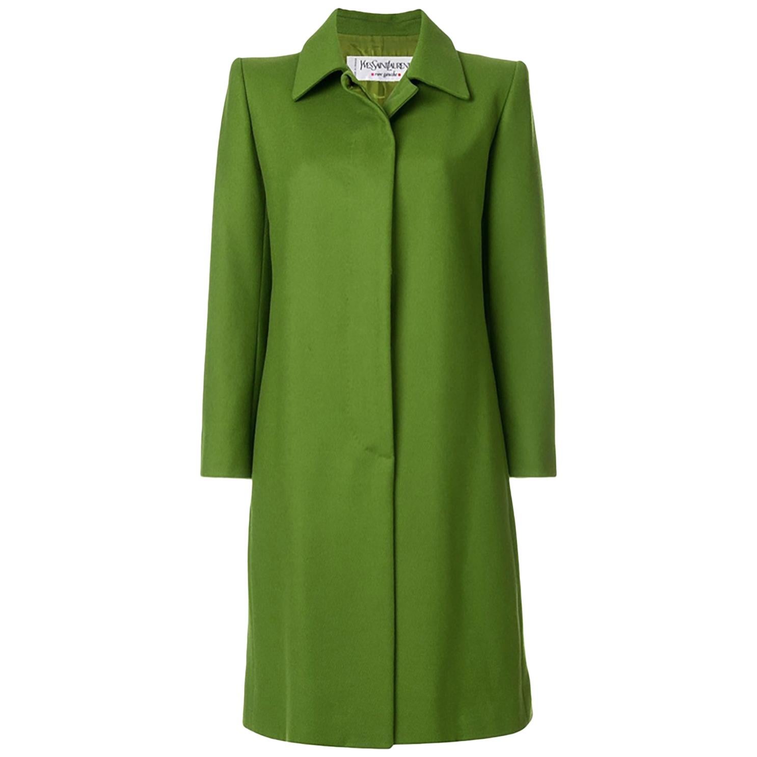 Yves Saint Laurent Green Wool Coat