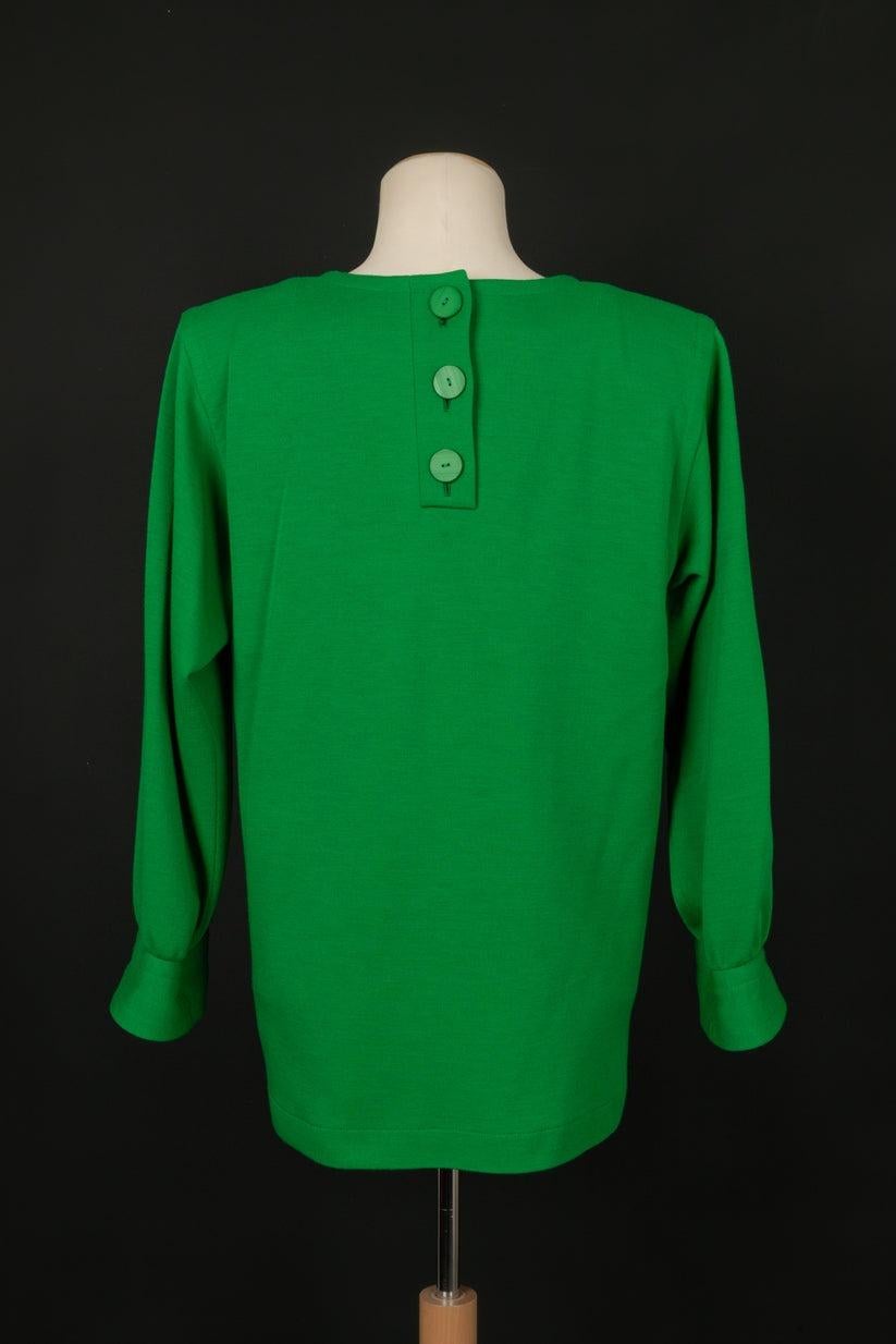 Yves Saint Laurent Green Wool Long-Sleeved Winter Top, 1987 In Excellent Condition For Sale In SAINT-OUEN-SUR-SEINE, FR