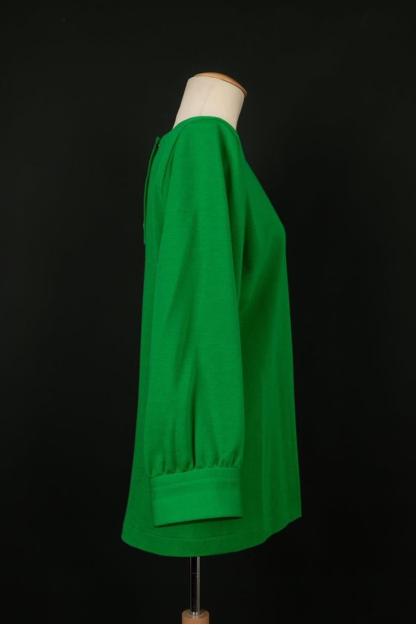 Women's Yves Saint Laurent Green Wool Long-Sleeved Winter Top, 1987 For Sale