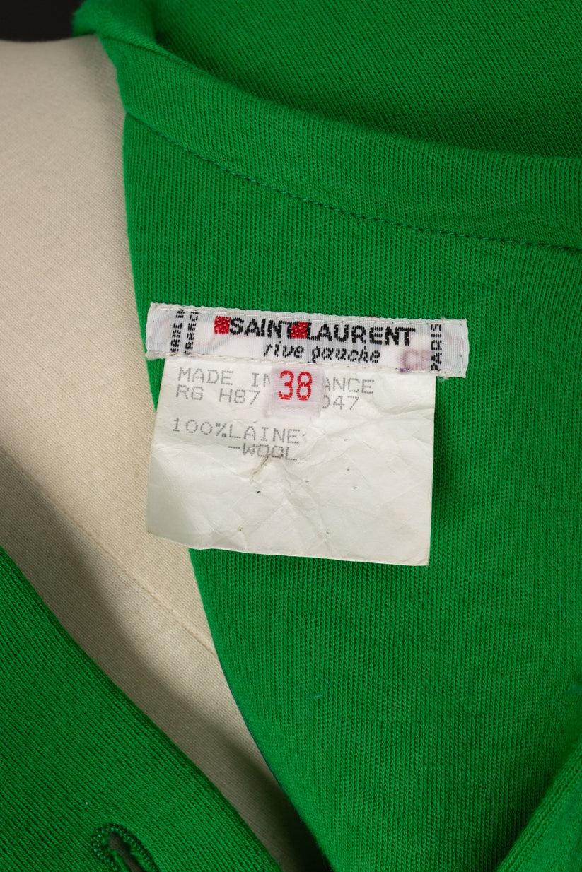 Yves Saint Laurent Green Wool Long-Sleeved Winter Top, 1987 For Sale 2