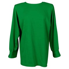 Yves Saint Laurent Top de invierno de lana verde y manga larga, 1987