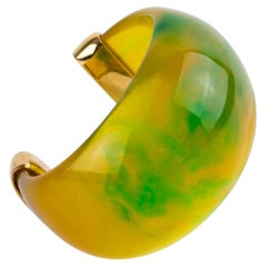 Yves Saint Laurent Green, Yellow Lucite and Gilded Metal Cuff Bracelet