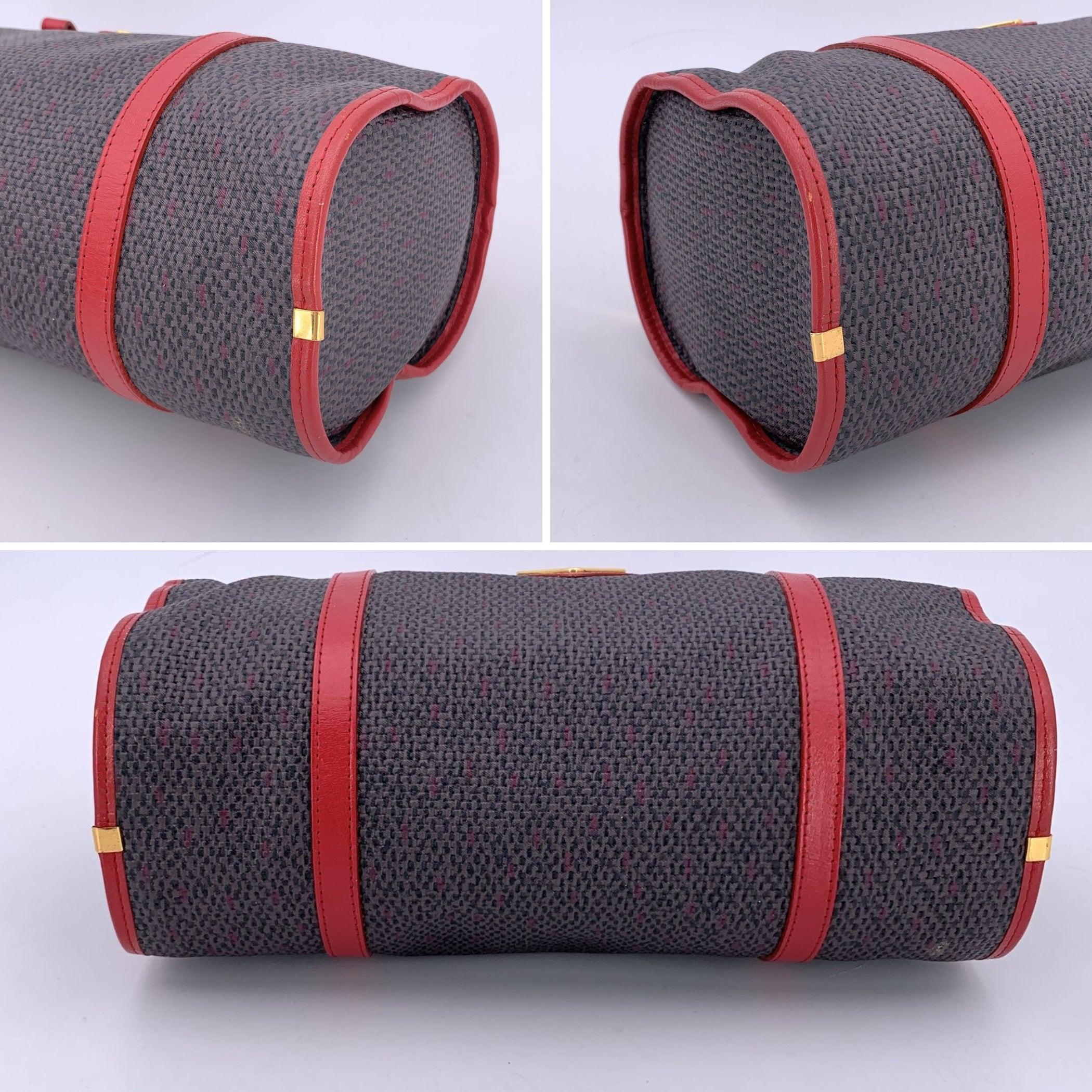 Yves Saint Laurent Borsa in tela di vinile testurizzata grigia e rossa in vendita 1