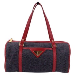 Yves Saint Laurent Borsa in tela di vinile testurizzata grigia e rossa