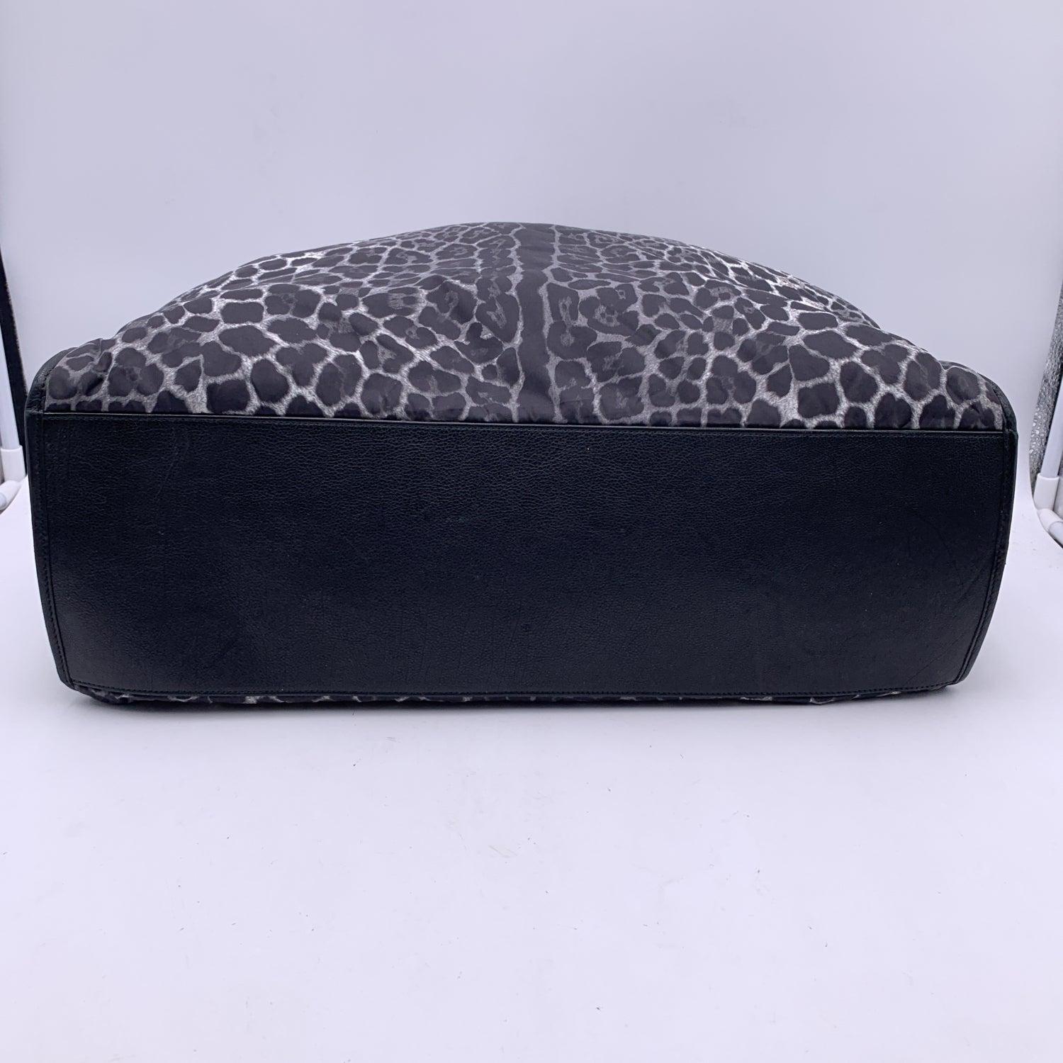 Yves Saint Laurent Grey Animalier Leopard Nylon Large Tote Bag 4