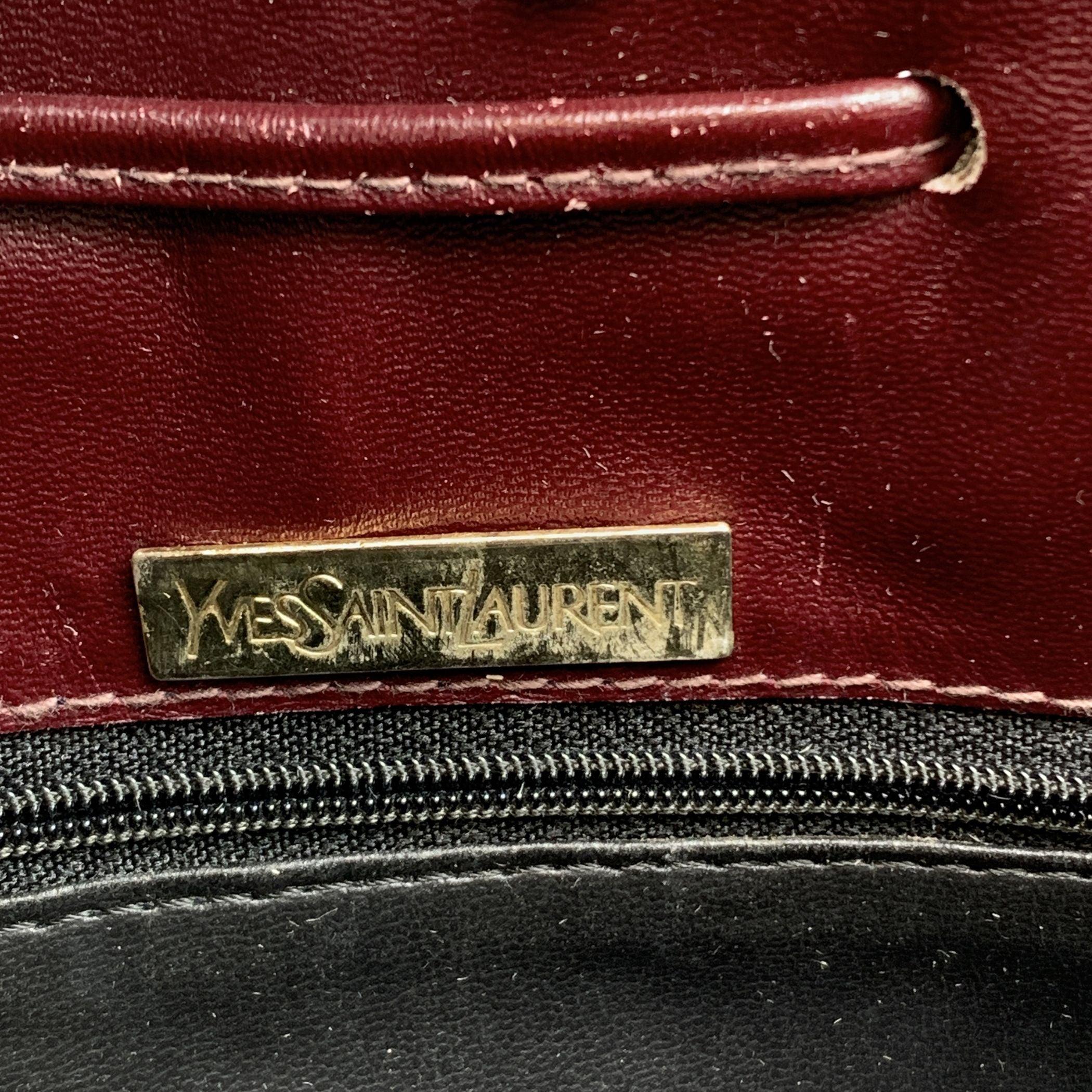 Yves Saint Laurent Grey Burgundy Textured Vinyl Canvas Shoulder Bag For Sale 1