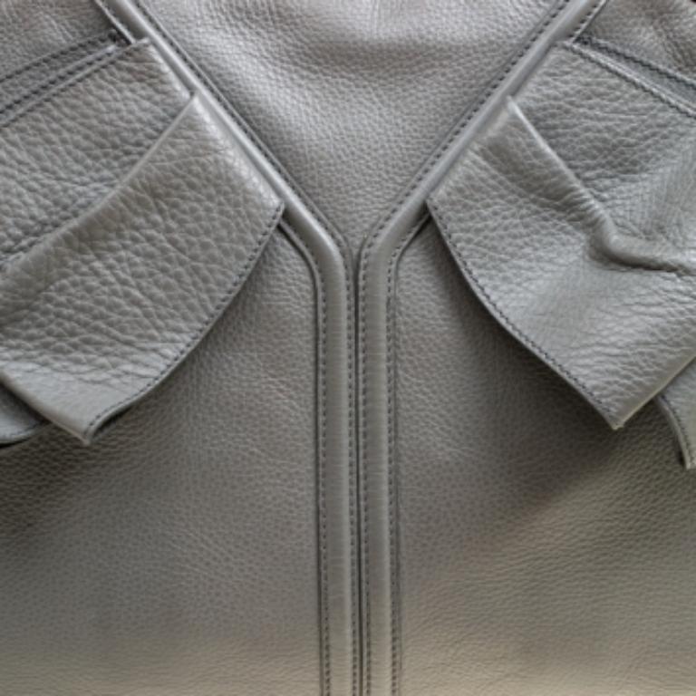 Yves Saint Laurent Grey Leather Large Obi Bowler Bag im Angebot 5