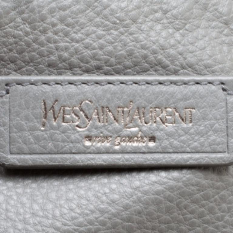 Yves Saint Laurent Grey Leather Large Obi Bowler Bag (Grau) im Angebot