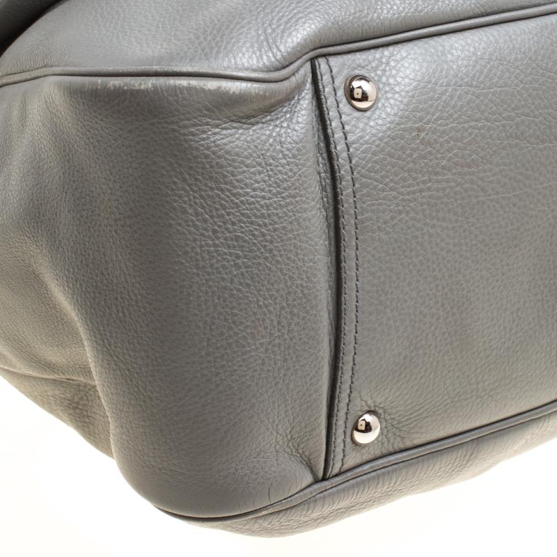 Donna Yves Saint Laurent - Borsa Bowler Obi grande in pelle grigia