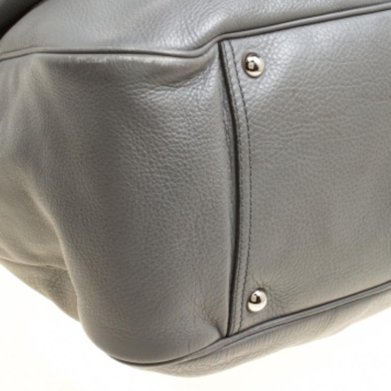 Yves Saint Laurent Grey Leather Large Obi Bowler Bag im Angebot 1