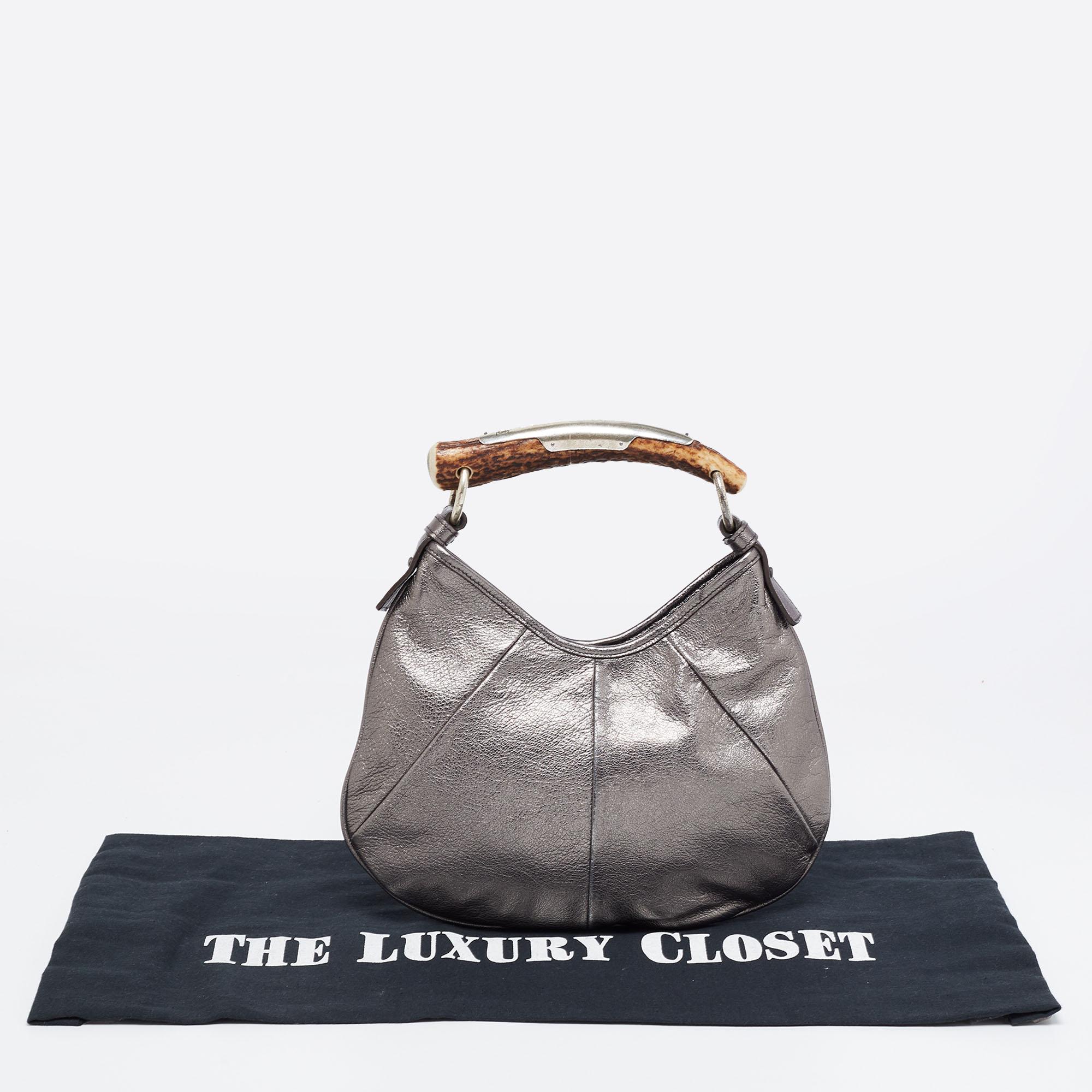 Yves Saint Laurent Grey Leather Mombasa Hobo 9
