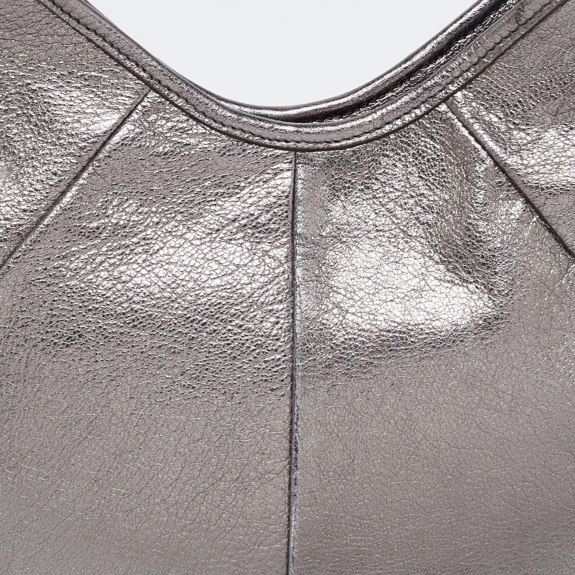 Women's Yves Saint Laurent Grey Leather Mombasa Hobo