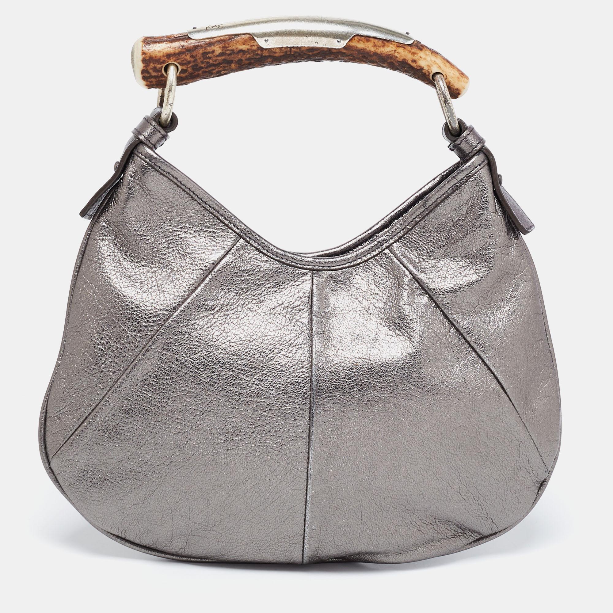 Yves Saint Laurent Grey Leather Mombasa Hobo 1