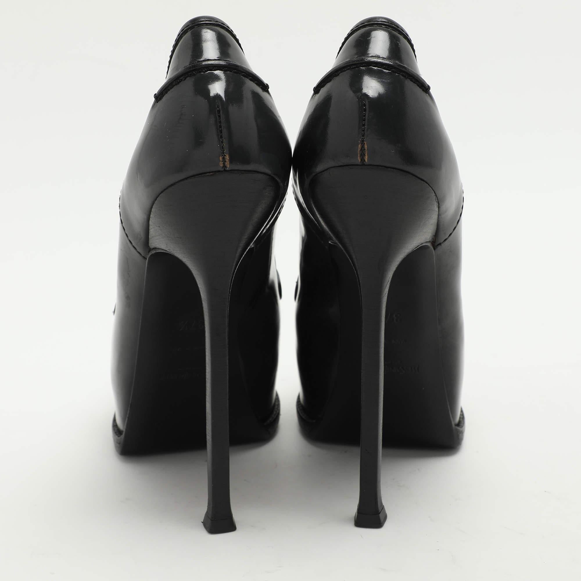 Donna Yves Saint Laurent, pelle grigia, Tribtoo Platform Loafer Pumps, misura 37,5 in vendita