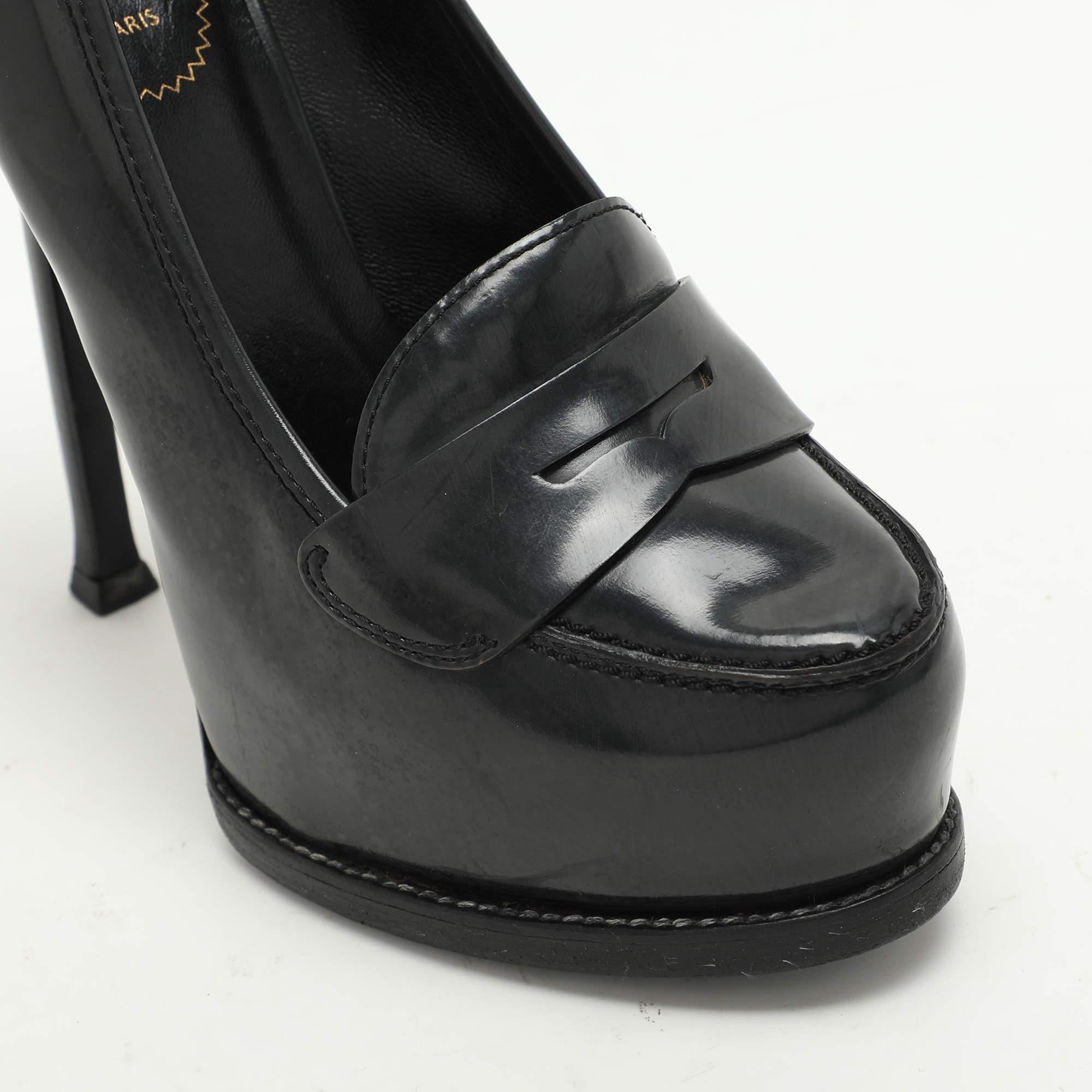 Yves Saint Laurent, pelle grigia, Tribtoo Platform Loafer Pumps, misura 37,5 in vendita 2