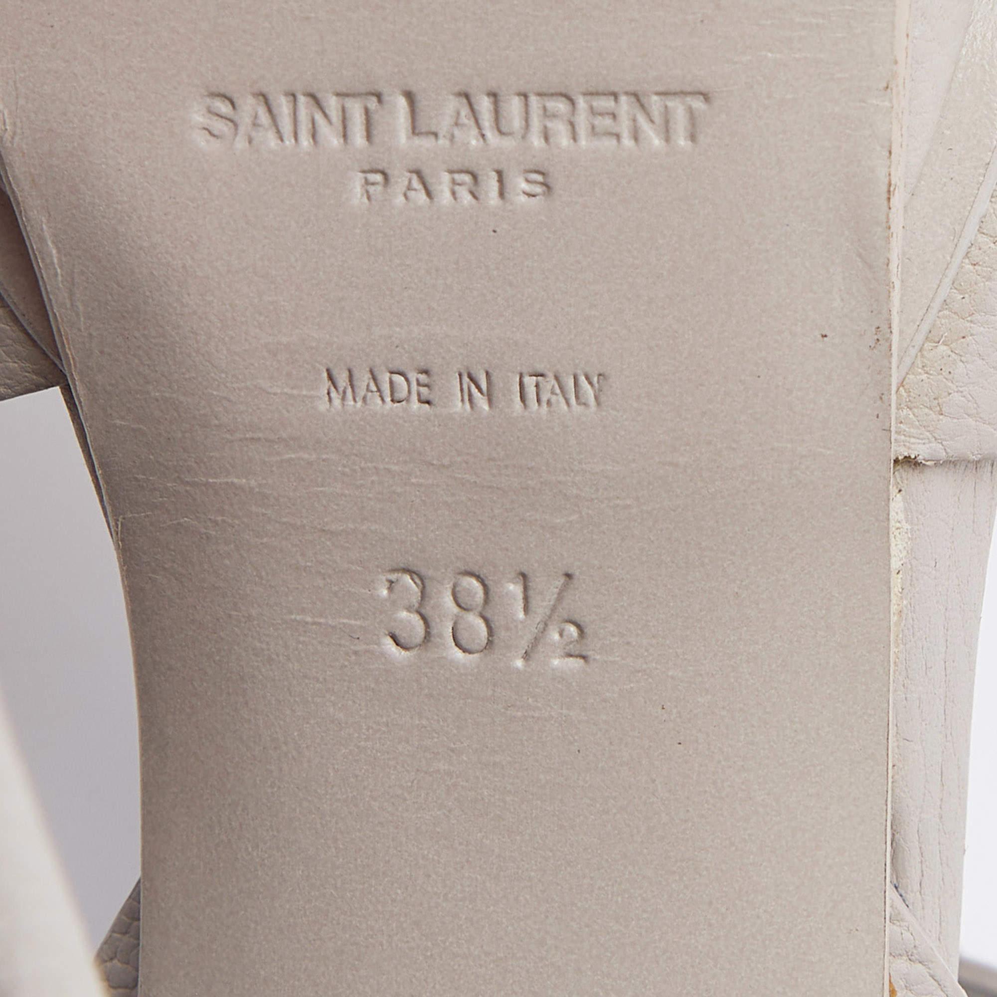 Yves Saint Laurent Grey Leather Tribute Sandals Size 38.5 3