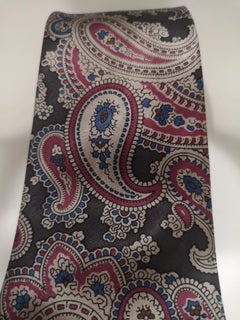 Yves Saint Laurent grey multicoloured silk tie