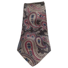 Retro Yves Saint Laurent grey multicoloured silk tie