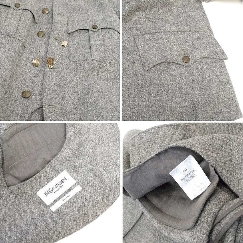 Yves Saint Laurent Grey Solid Coat IT 50 4